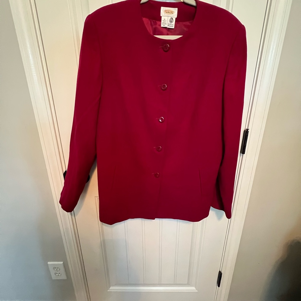 Women's Red/ Wine Button-Up Wool Jacket